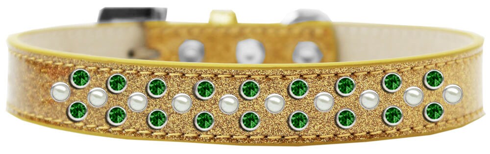 Dog, Puppy & Pet Ice Cream Collar, "Pearl and Lime Green Crystal Rimsets Sprinkles"
