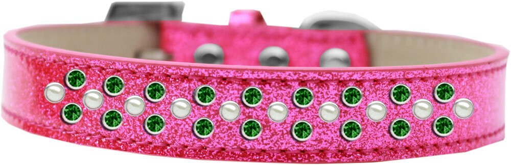 Dog, Puppy & Pet Ice Cream Collar, "Pearl and Lime Green Crystal Rimsets Sprinkles"