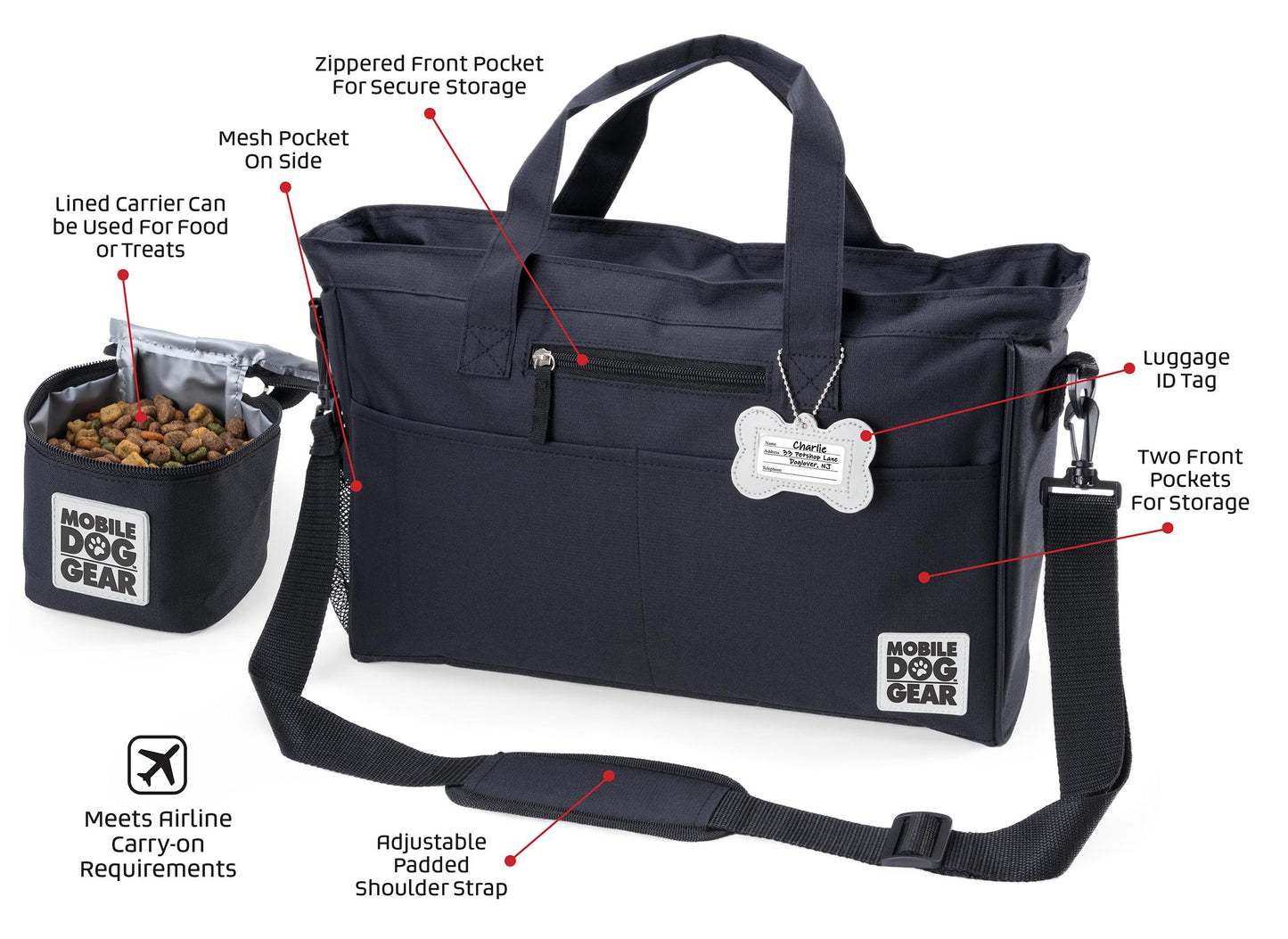 Bundle: ODG Day Away Tote Bag TM (Black), ODG Dine Away Set (Small Dogs) (Black) and ODG Weekender Backpack TM (Black) - cavamart.com