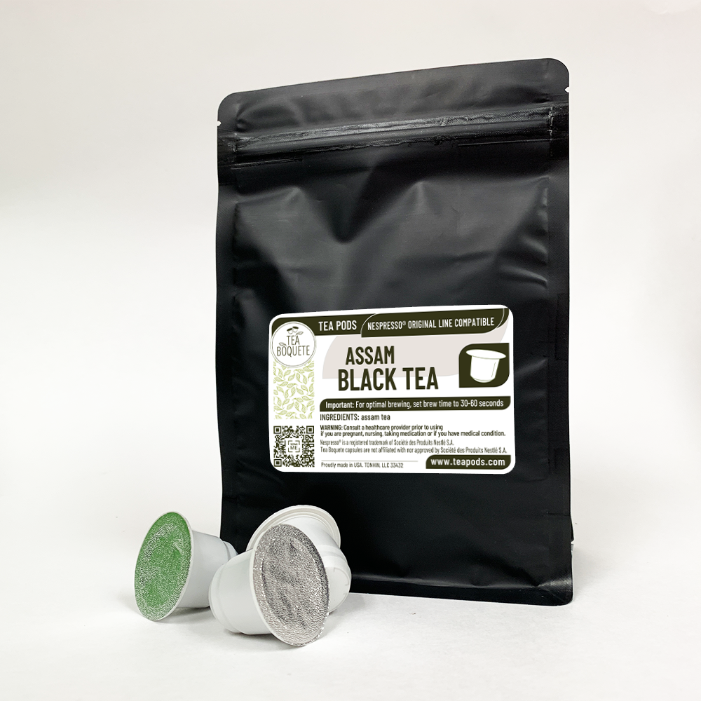 Assam black tea pods for Nespresso brewers OriginalLine compatible capsules