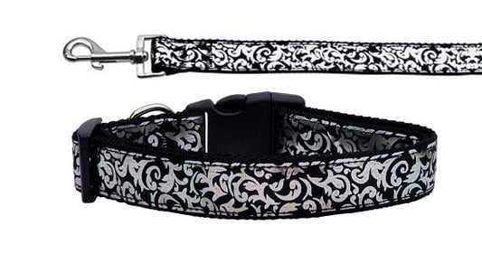 Pet Dog & Cat Nylon Collar or Leash, "Silver Shimmer"