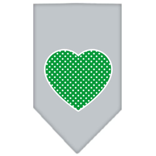 Pet and Dog Bandana Screen Printed, "Green Swiss Dot Heart"