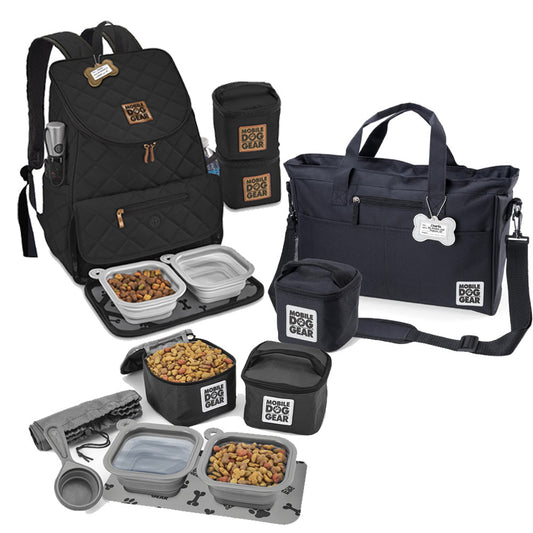 Bundle: ODG Day Away Tote Bag TM (Black), ODG Dine Away Set (Small Dogs) (Black) and ODG Weekender Backpack TM (Black) - cavamart.com
